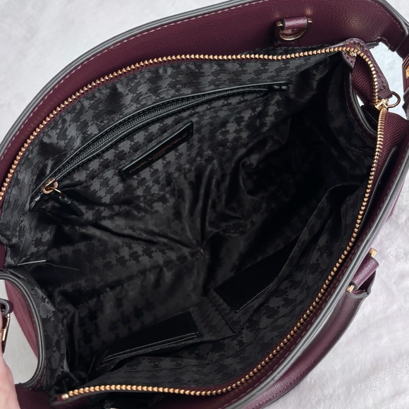 KARL LAGERFELD Simone Suede Leather Top Handle Raisin Satchel Crossbody--NWT - Picture 11 of 16